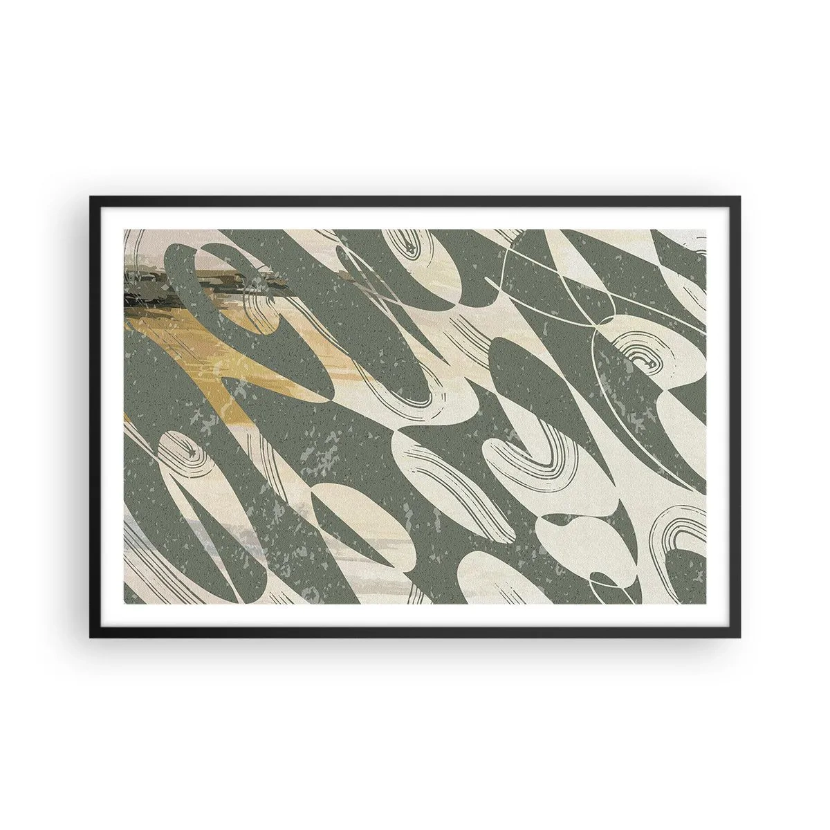 Pôster com moldura preta - Abstração rítmica - 91x61 cm