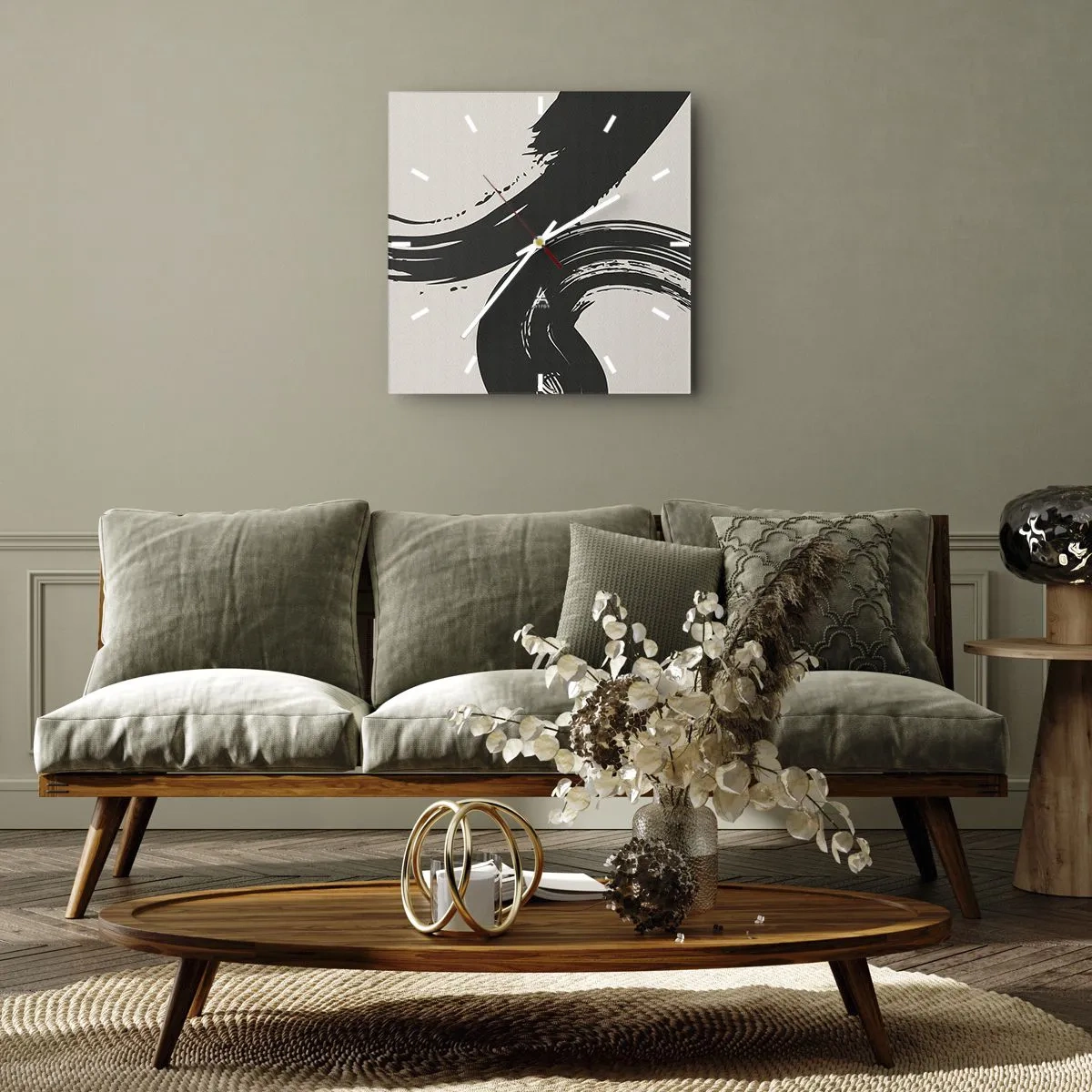 Relógio de parede - Relógio em vidro - Varrer e circular - 30x30 cm