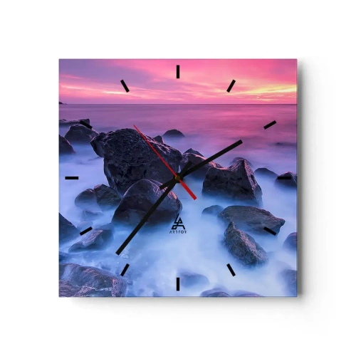 Relógio de parede - Relógio em vidro - Nascimento em brilho e nevoeiro - 30x30 cm