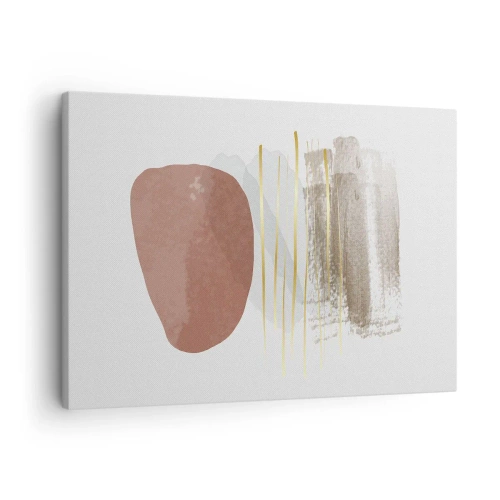 Quadro em tela - Composição abstrata em tons de bege e dourado - 70x50cm - Colunata abstrata - Decoração de parede moderna para a sala de estar e quarto ARTTOR