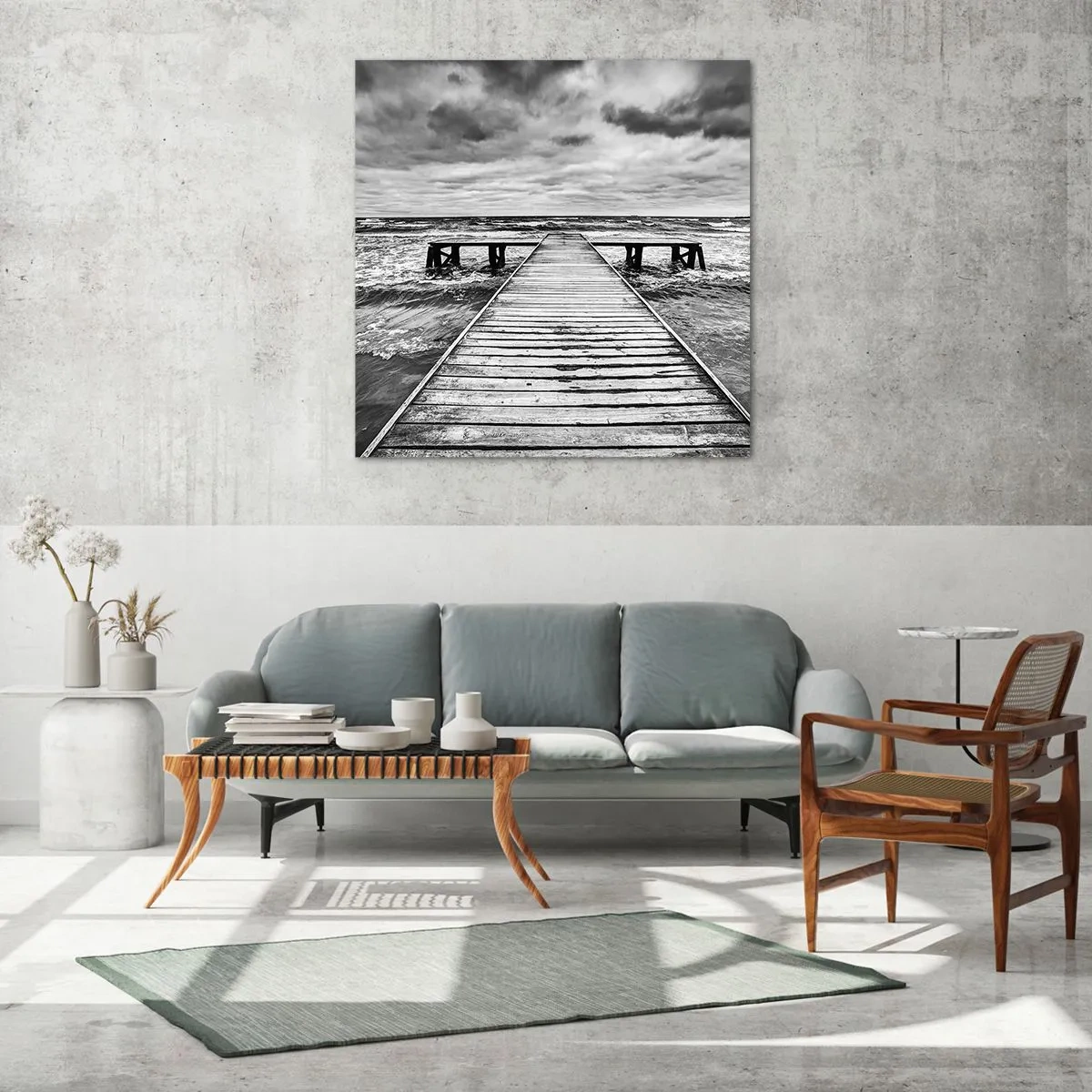 Quadro em vidro - Estou à espera do vento, que vai dispersar... - 60x60 cm