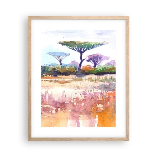 Pôster com moldura de carvalho claro - Cores da savana - 40x50 cm