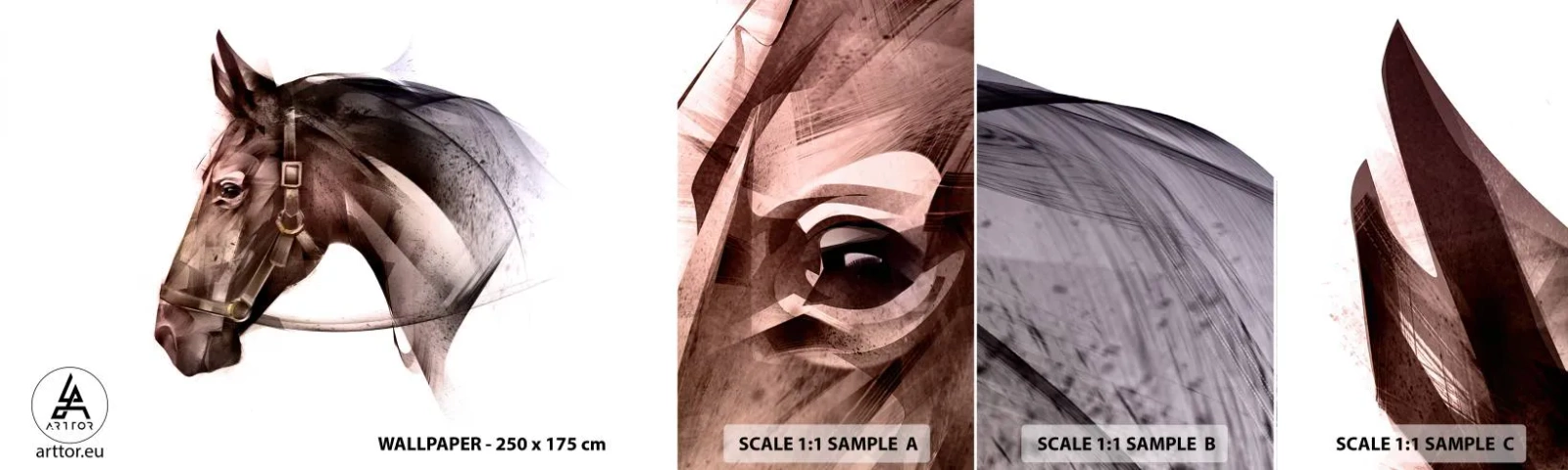 Amostra de Papel de Parede Standard Eco - Que charme - Animais, Cabeça de cavalo, Cavalo - 100x30 cm