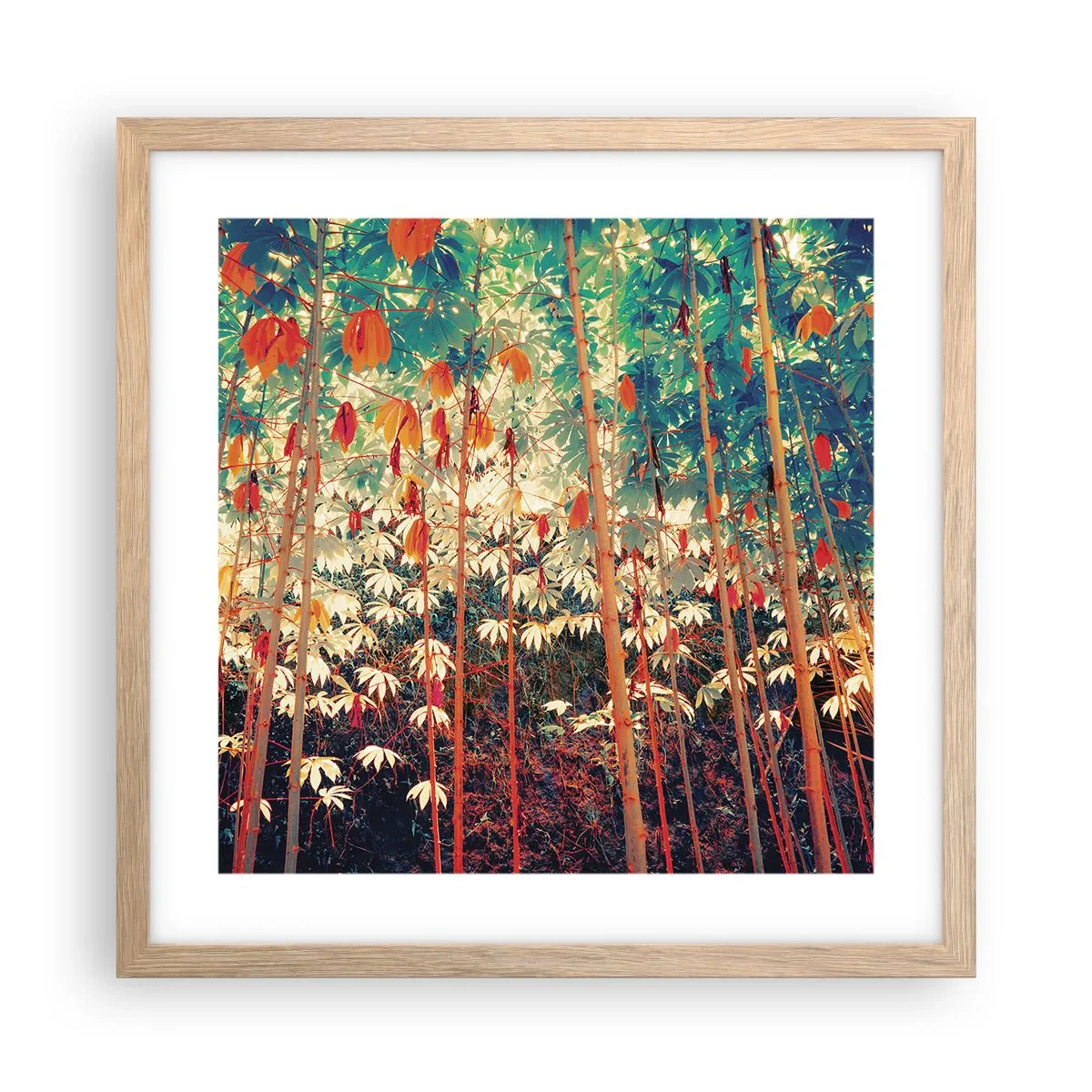 Pôster com moldura de carvalho claro - A vida secreta das folhas - 40x40 cm