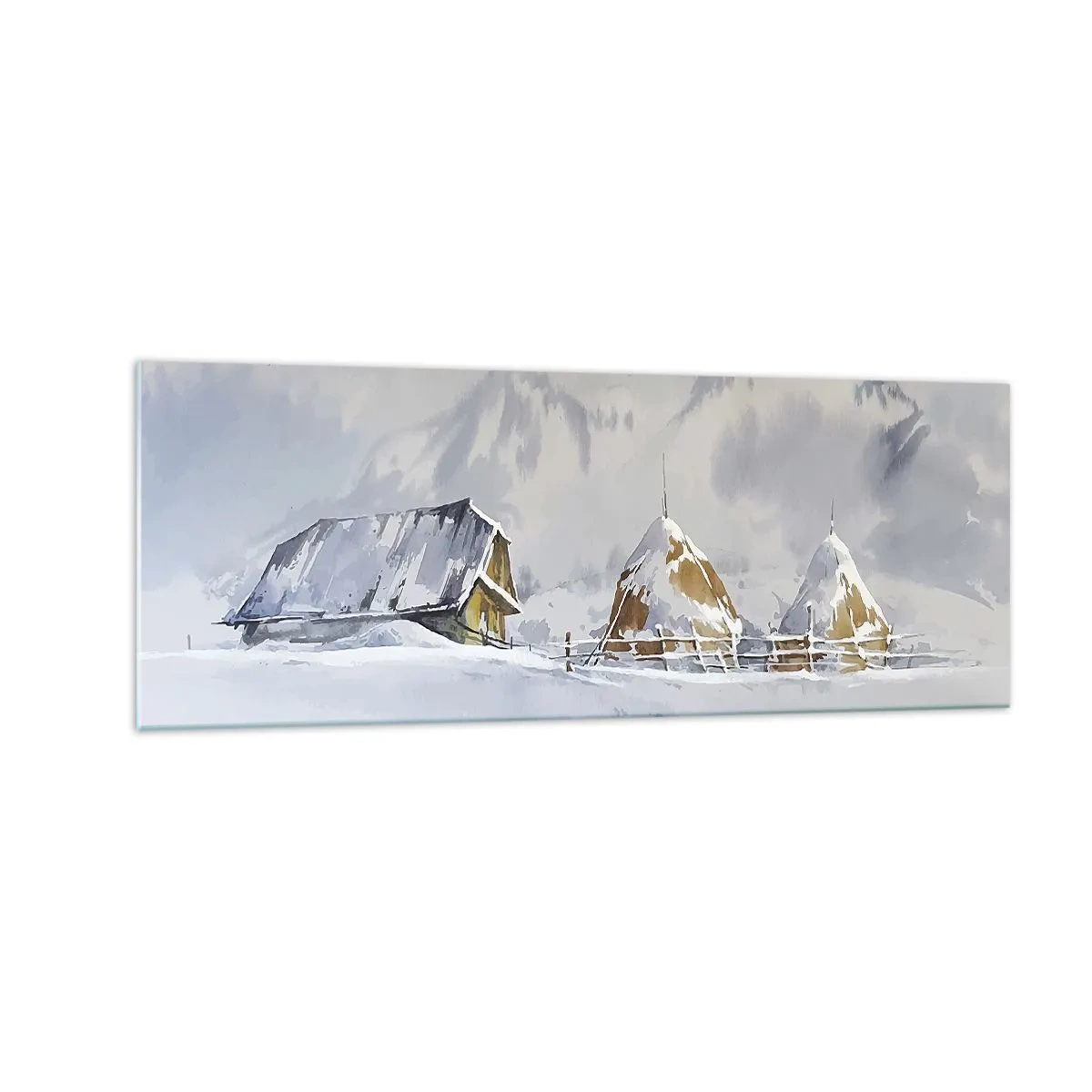 Quadro em vidro - No vale nevado - 140x50 cm