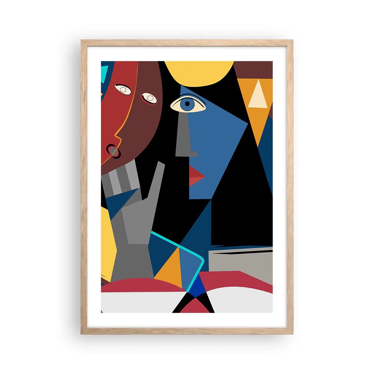 Pôster com moldura de carvalho claro - Uma conversa entre cubistas - 50x70 cm