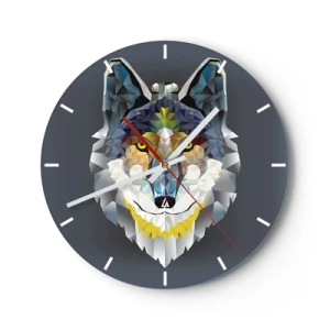 Relógio de parede - Relógio em vidro - Imagem geométrica de um lobo em um fundo escuro - 30x30cm - Quem não quer ser lobo, não lhe veste a pele - Decoração de parede moderna para a sala de estar, cozinha e quarto ARTTOR