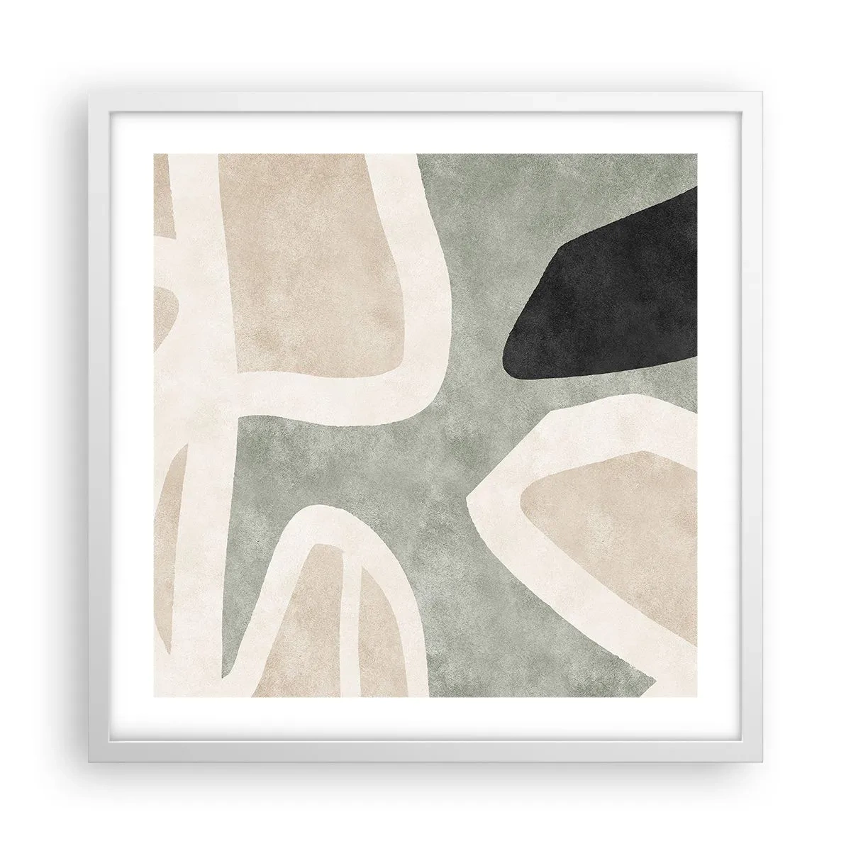 Pôster em moldura branca - Composição com motivo preto - 50x50 cm