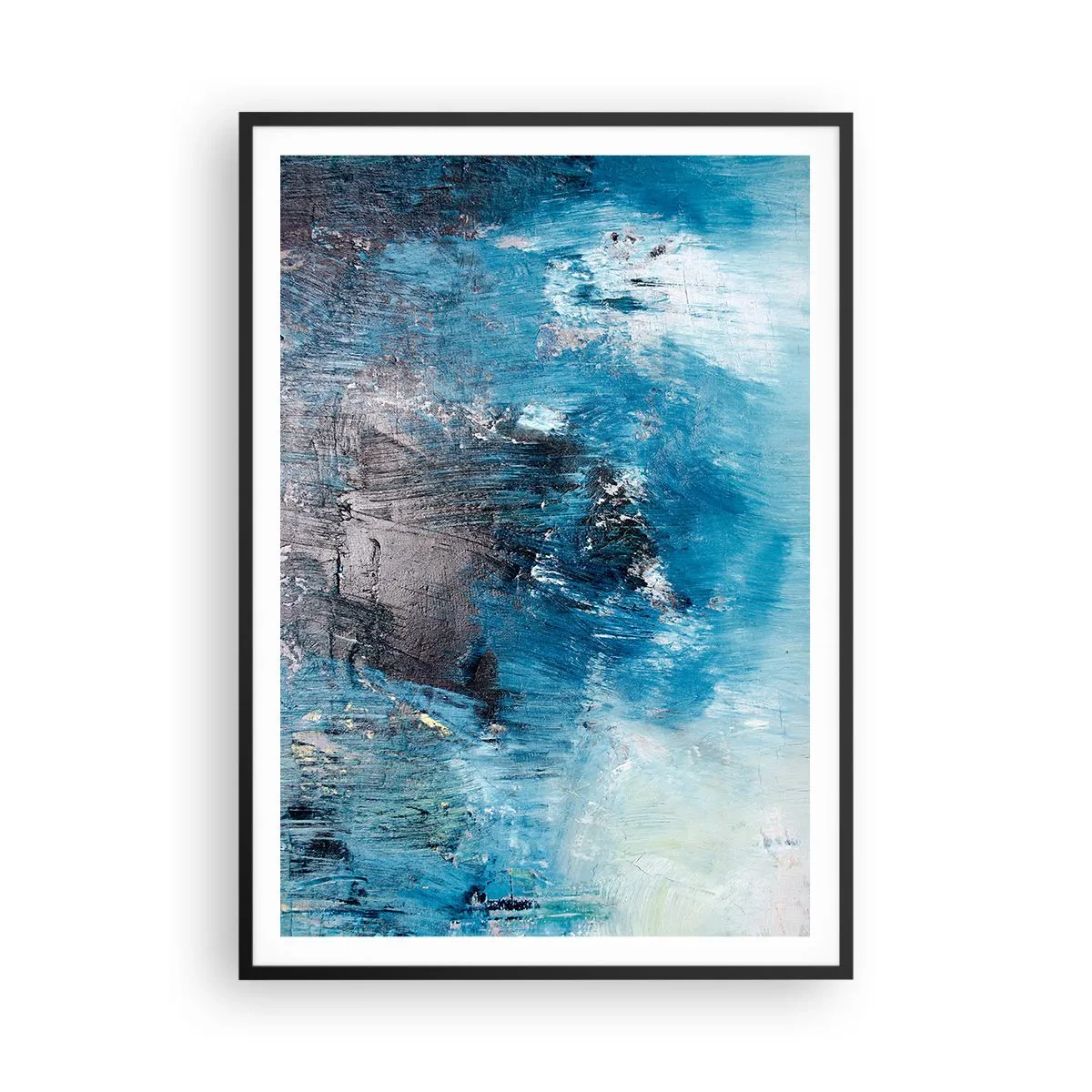 Pôster com moldura preta - Rapsódia em azul - 70x100 cm