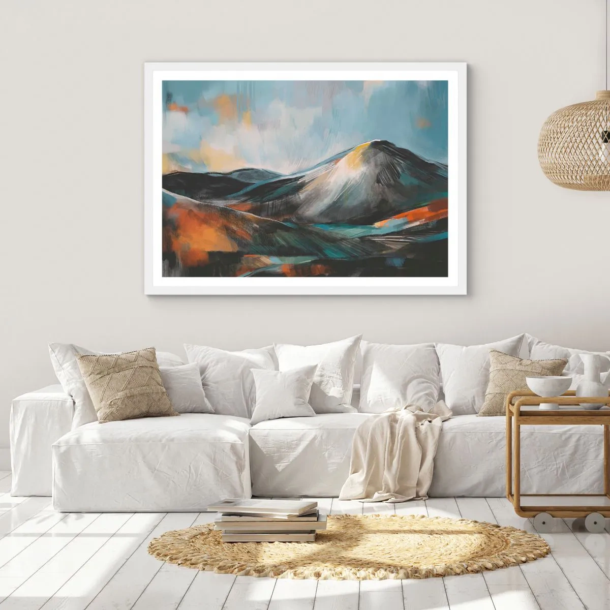 Pôster em moldura branca - Cru e lindo - 100x70 cm