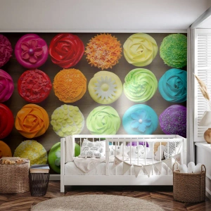 Papel de parede personalizado Adesivo Deluxe Sticker - Todos diferentes - todos deliciosos - Gastronomia, biscoitos coloridos, 3D