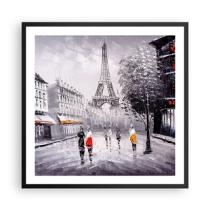 Pôster com moldura preta - Passeio em Paris - 60x60 cm