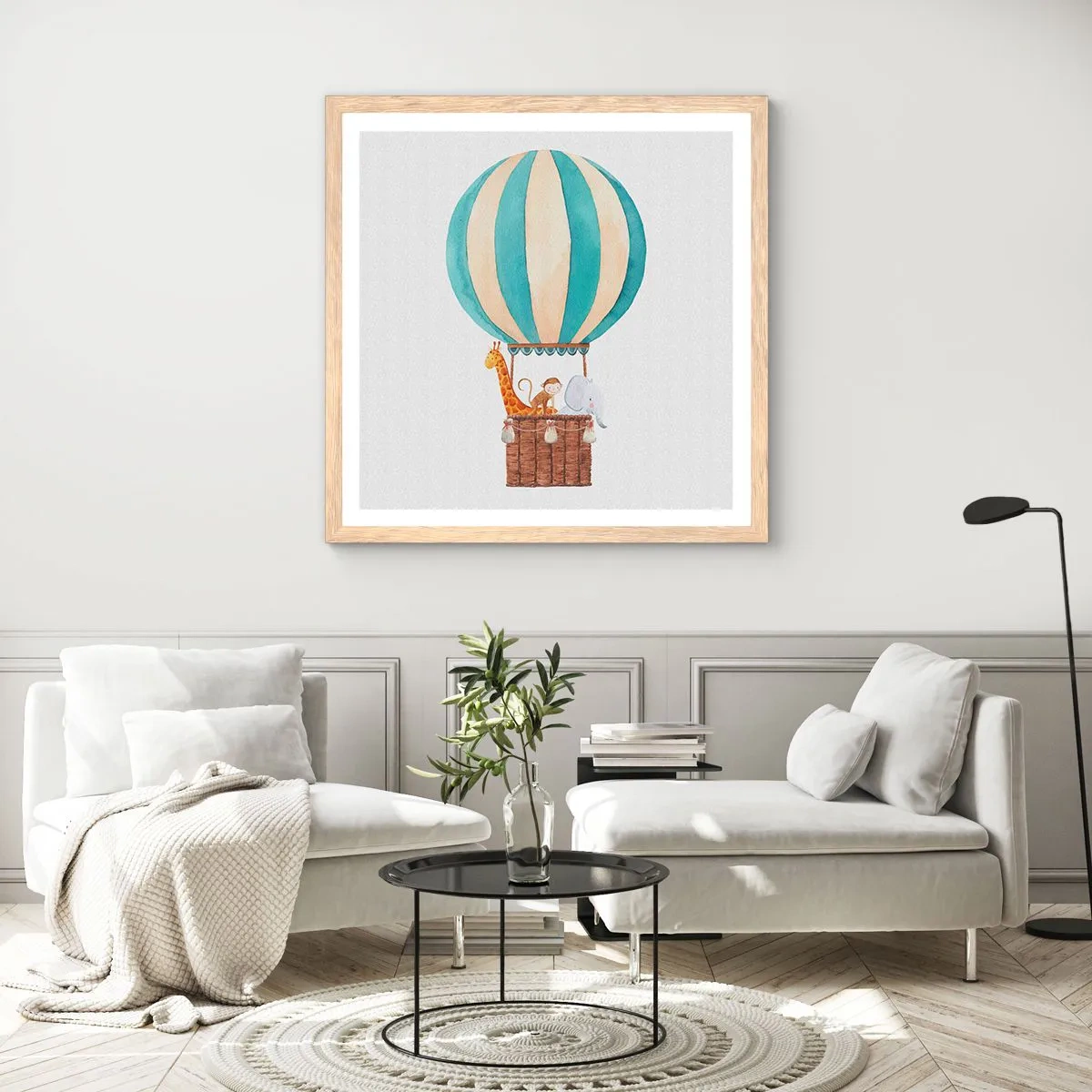 Pôster com moldura de carvalho claro - Viagem fantástica - 50x50 cm