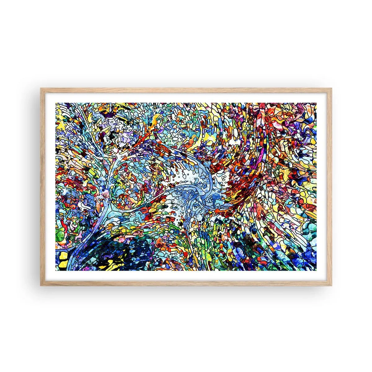 Pôster com moldura de carvalho claro - Vitrais gotejantes - 91x61 cm