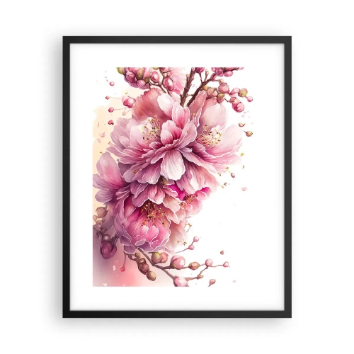 Pôster com moldura preta - Flor de cerejeira - 40x50 cm