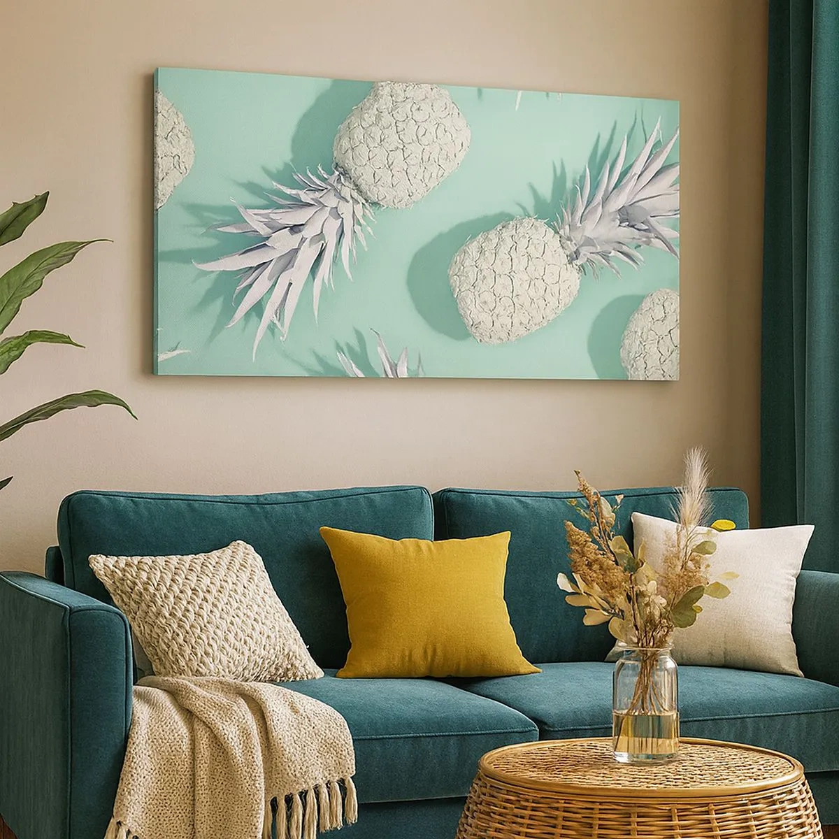 Quadro em tela - Vão muito bem com a hortelã - 100x40 cm