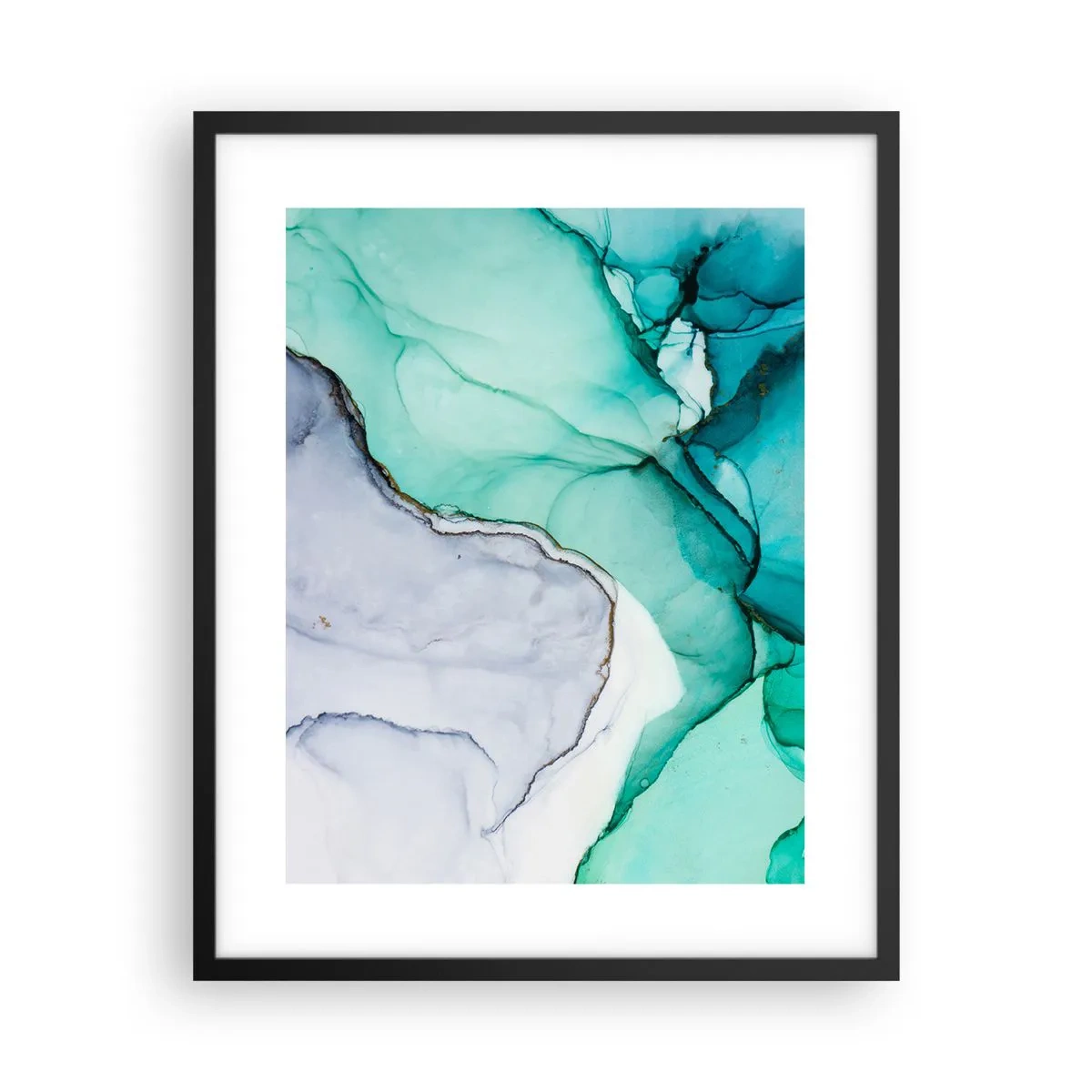 Pôster com moldura preta - Estudo em turquesa - 40x50 cm