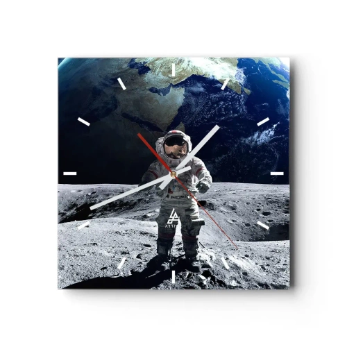 Relógio de parede - Relógio em vidro - Saudações da Lua - 30x30 cm