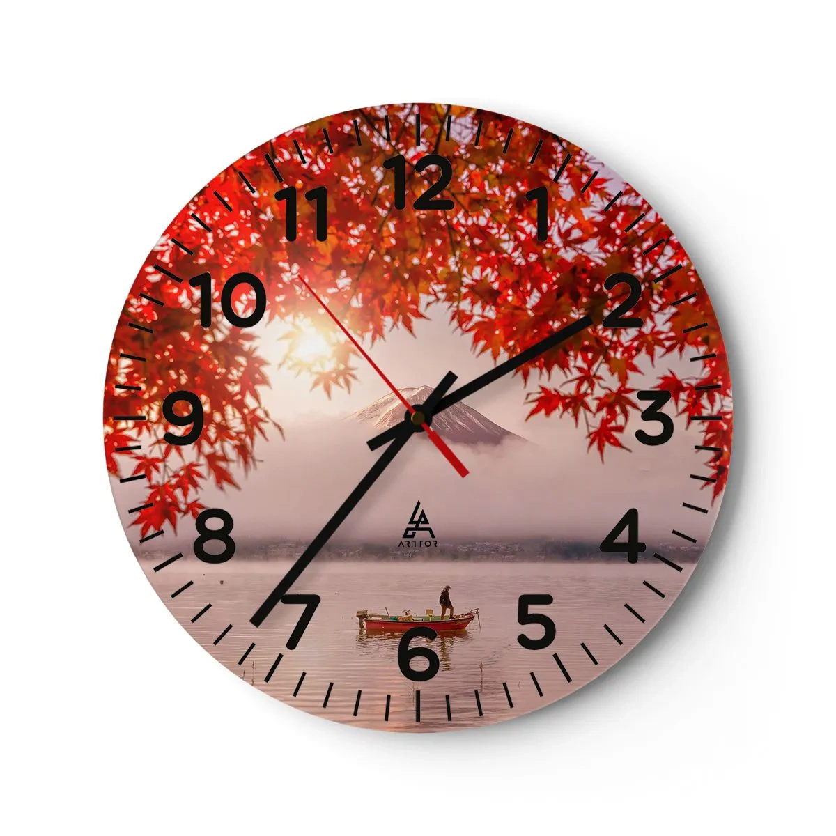 Relógio de parede - Relógio em vidro - No clima japonês - 30x30 cm