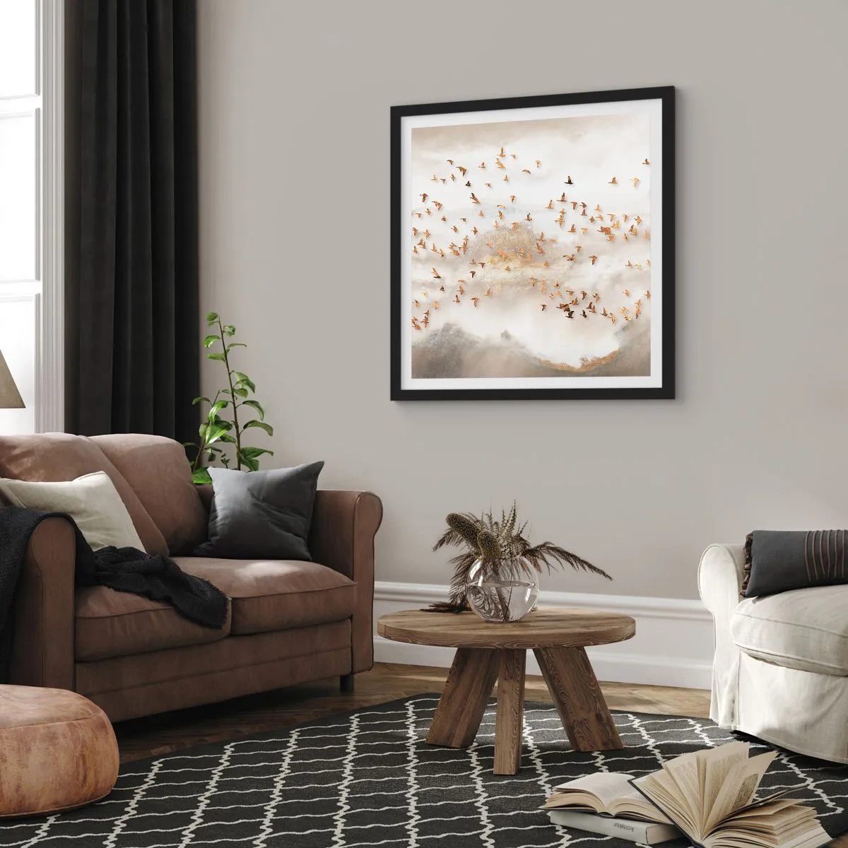 Pôster com moldura preta - Está na hora… - 30x30 cm