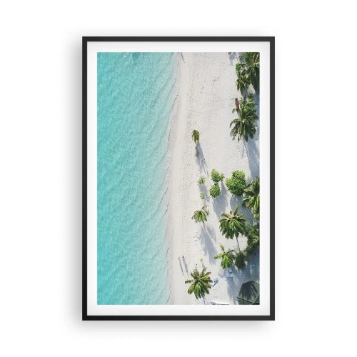 Pôster com moldura preta - Férias no paraíso - 61x91 cm