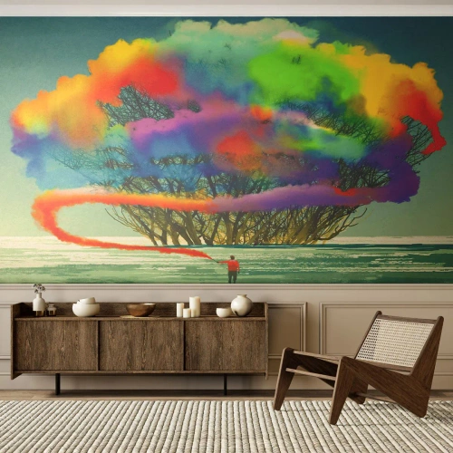 Papel de Parede Premium Sand - Dar vida a este mundo - Abstração, Homem, Padrão Moderno - 500x350 cm