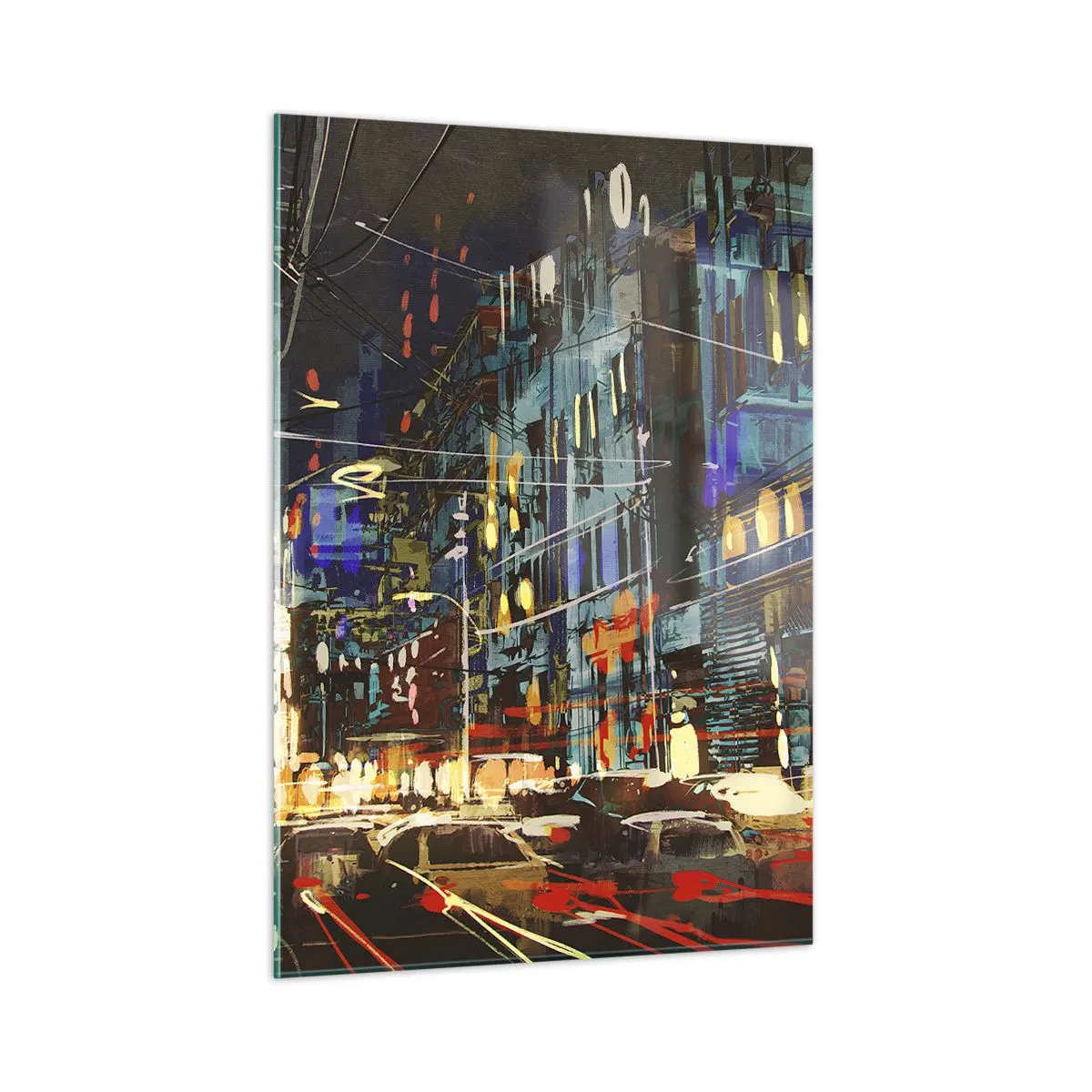Quadro em vidro - O alvoroço da rua à noite - 50x70 cm