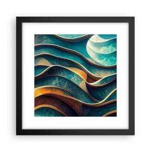 Pôster com moldura preta - Meandros de azul - 30x30 cm