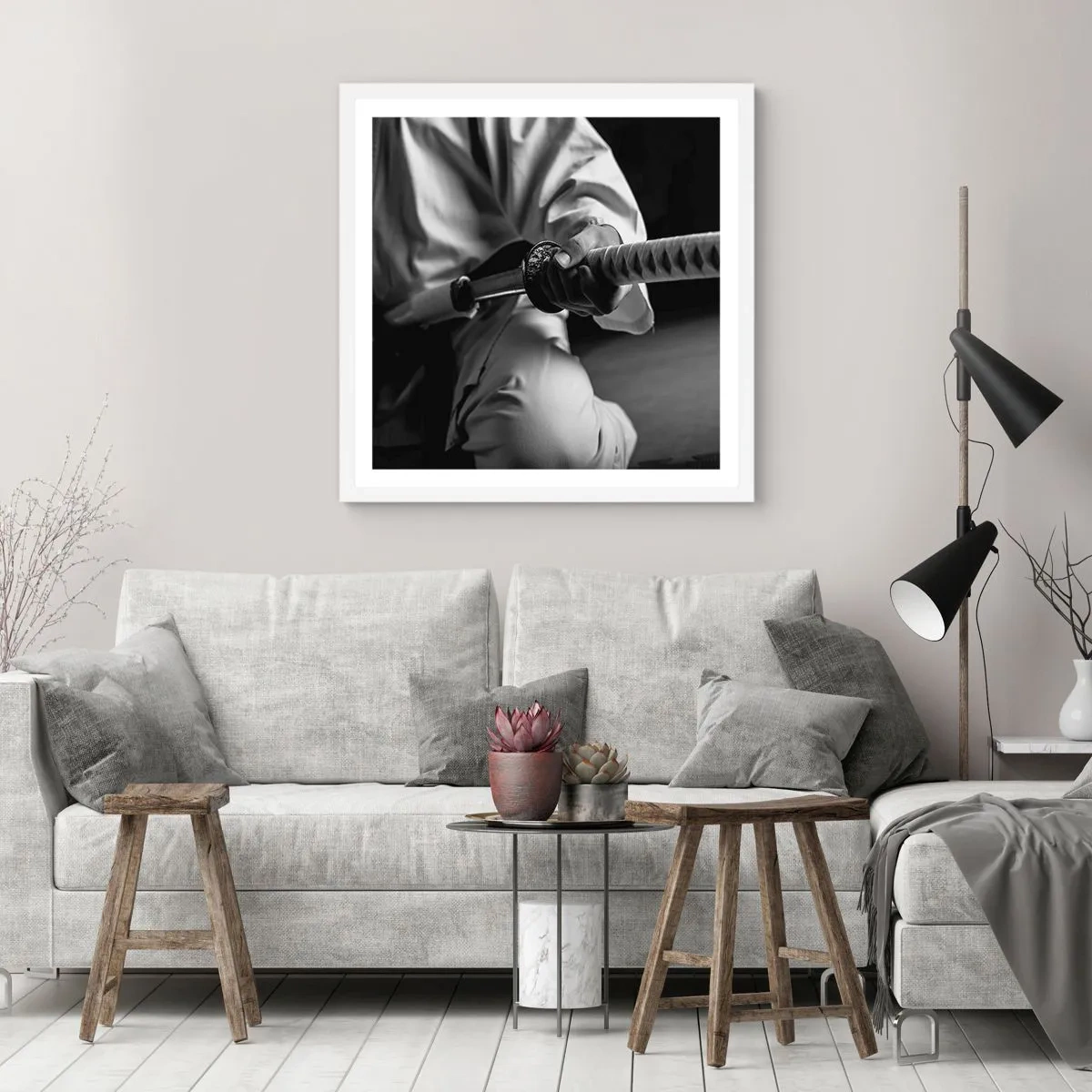 Pôster em moldura branca - Alma guerreira - 60x60 cm