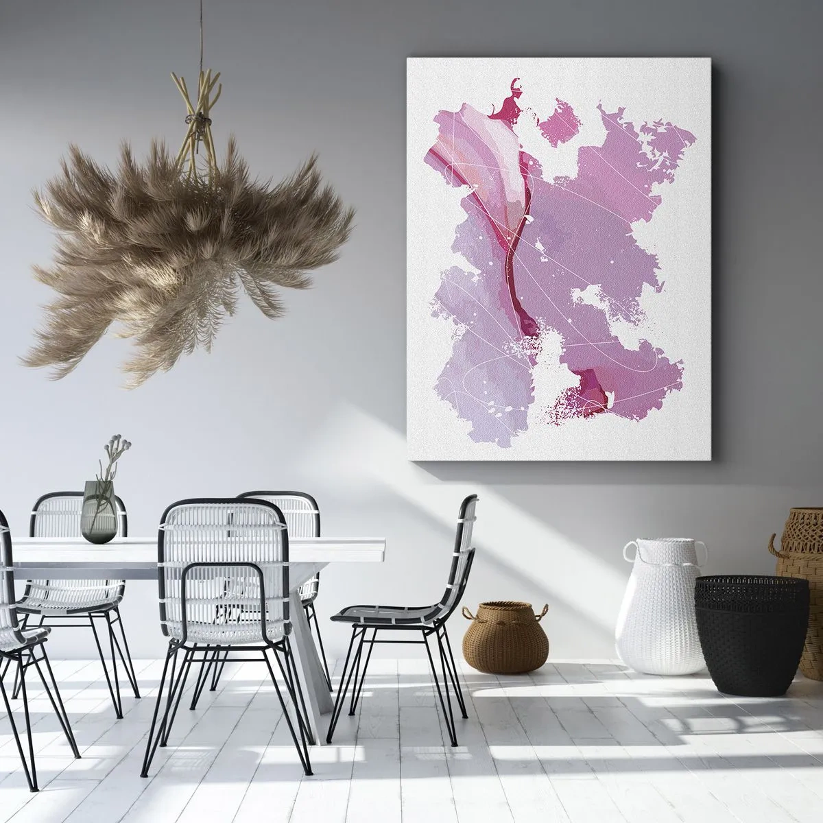 Quadro em tela - Mapa do mundo rosa - 70x100 cm