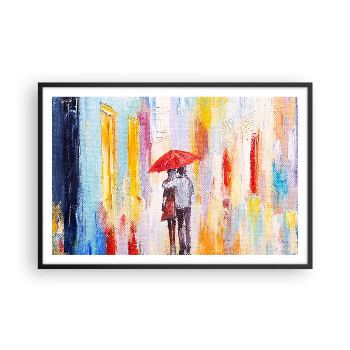 Pôster com moldura preta - Que continue a chover - 91x61 cm