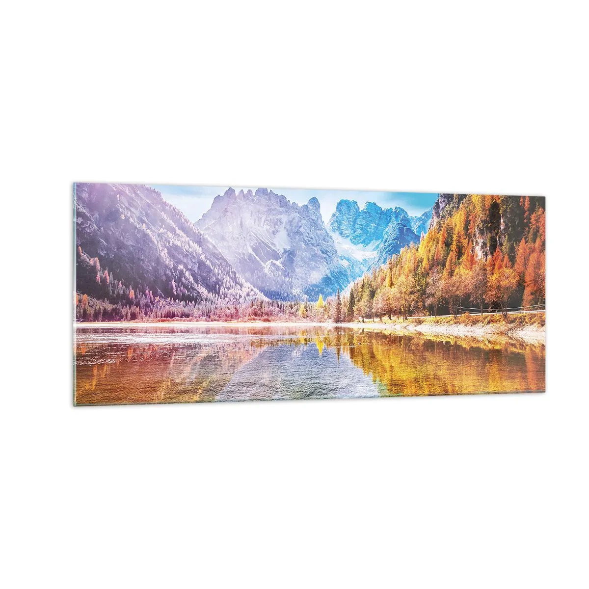 Quadro em vidro - E nas montanhas é outono - 100x40 cm
