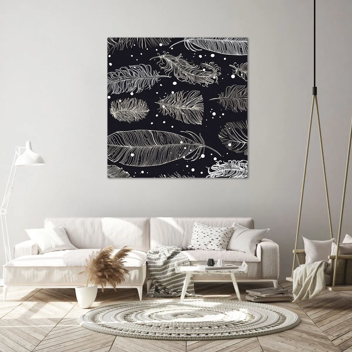 Quadro em tela - Rendas de penas - 40x40 cm