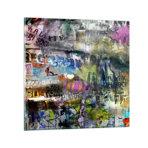 Quadro em vidro - Colagem de memórias - 30x30 cm
