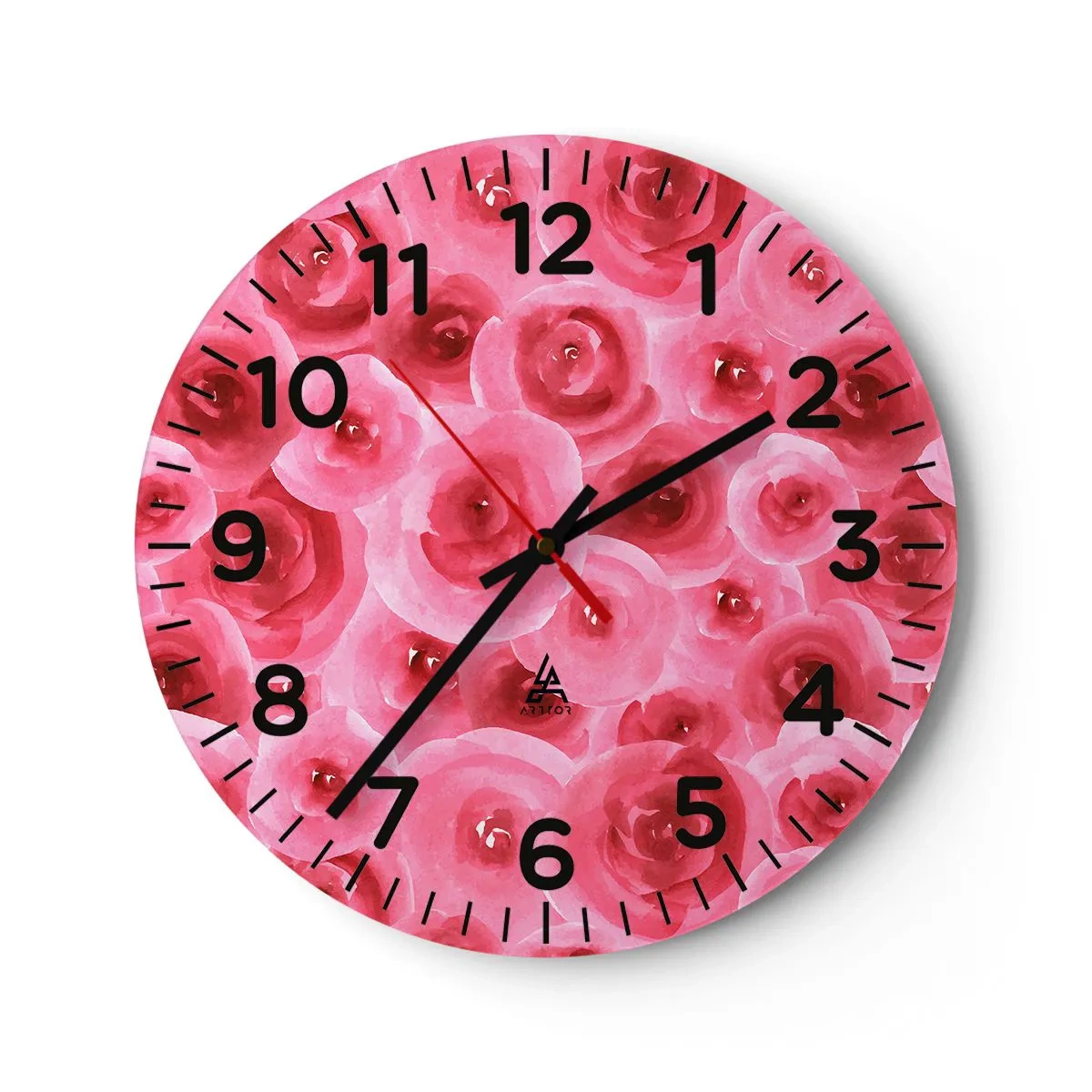 Relógio de parede - Relógio em vidro - Rosas acima e abaixo - 30x30 cm