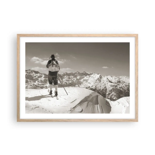 Pôster com moldura de carvalho claro - E as montanhas são as mesmas - 70x50 cm
