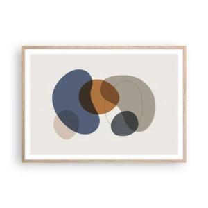 Pôster com moldura de carvalho claro - Gotas de cor - 100x70 cm