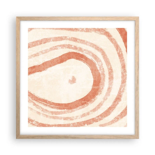 Pôster com moldura de carvalho claro - Círculos de coral – composição - 50x50 cm