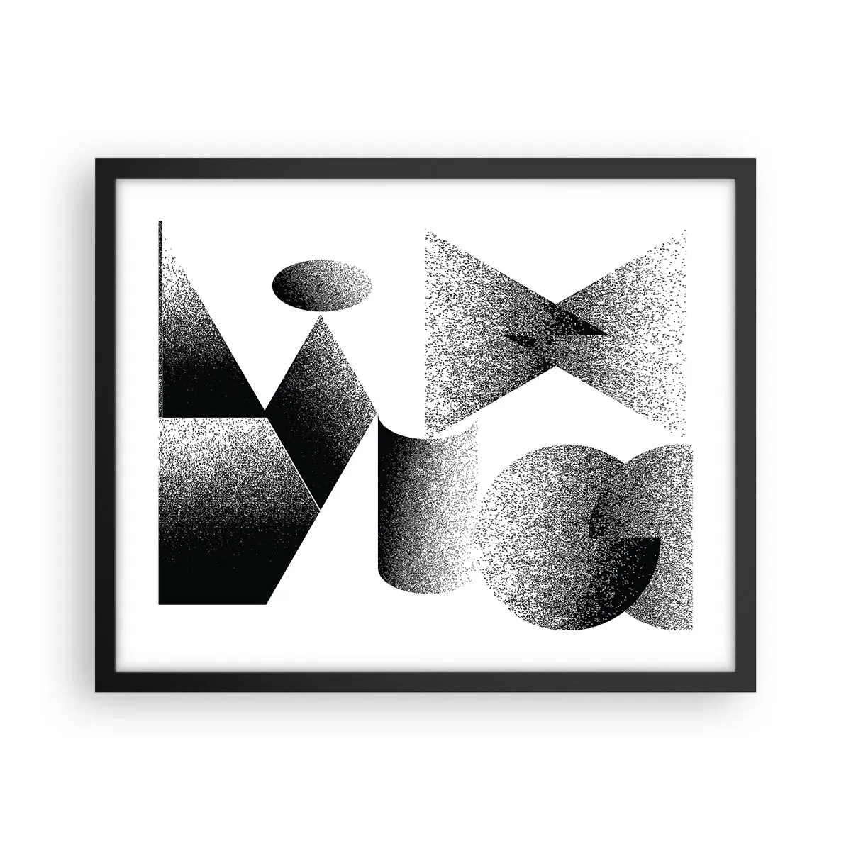 Pôster com moldura preta - Ângulos e ovais - 50x40 cm