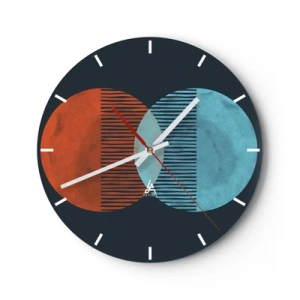 Relógio de parede - Relógio em vidro - Close-up de folhas de palmeira douradas formando um padrão geométrico - 30x30cm - Fantasia astronómica - Decoração de parede moderna para a sala de estar, cozinha e quarto ARTTOR