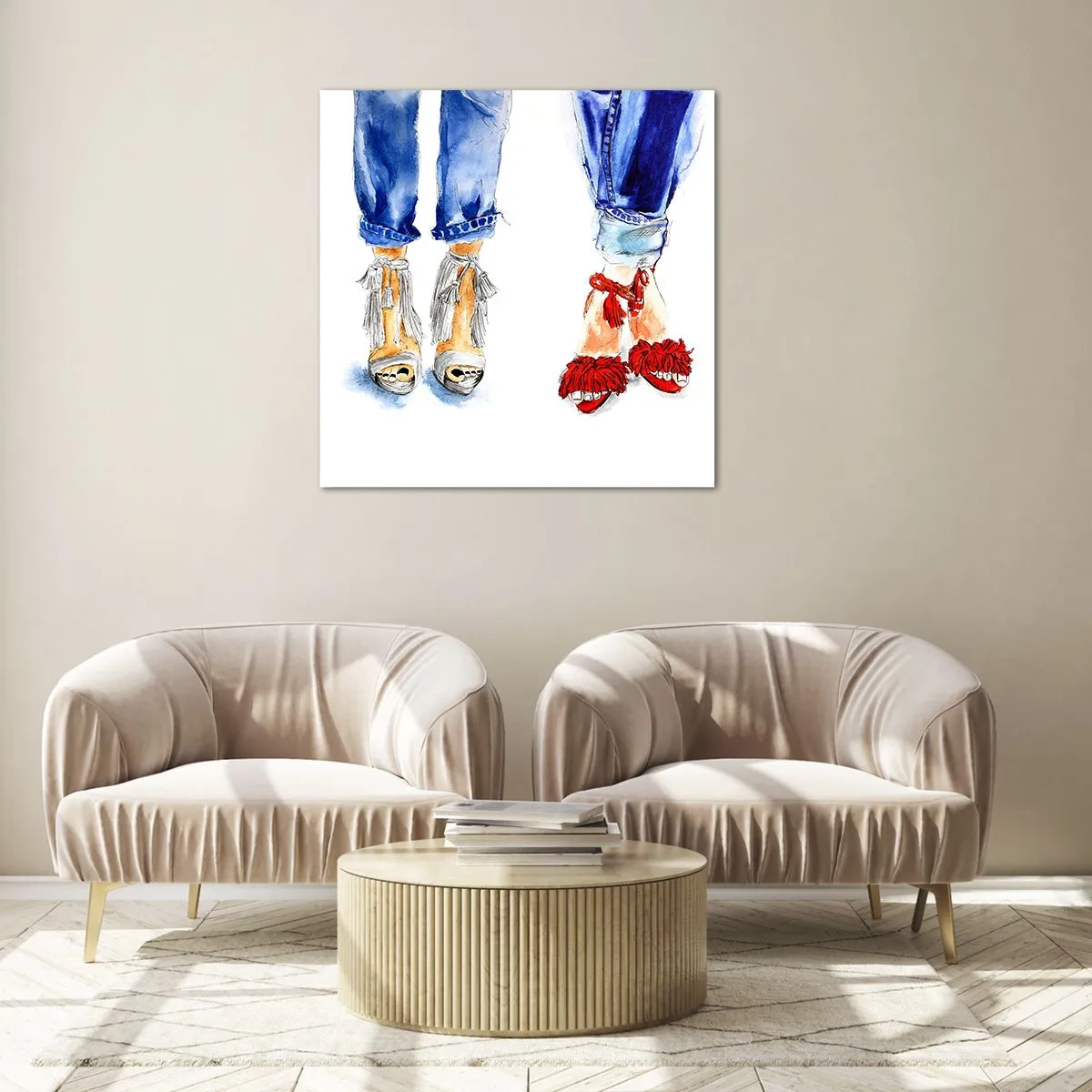 Quadro em vidro - Por que não vamos passear? - 70x70 cm