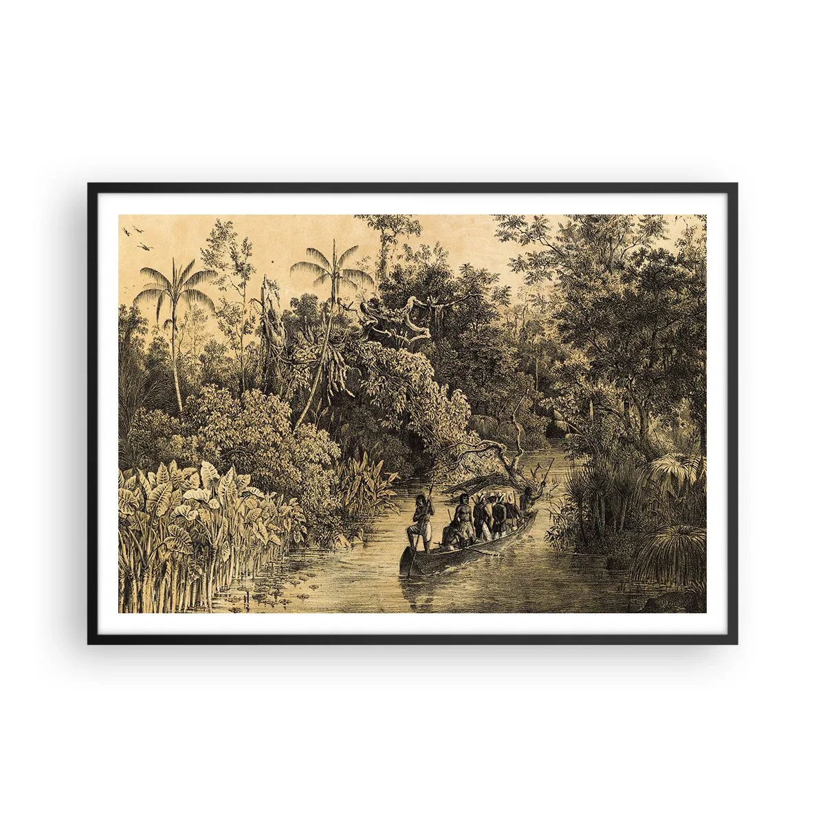 Pôster com moldura preta - Viagem à fonte - 100x70 cm