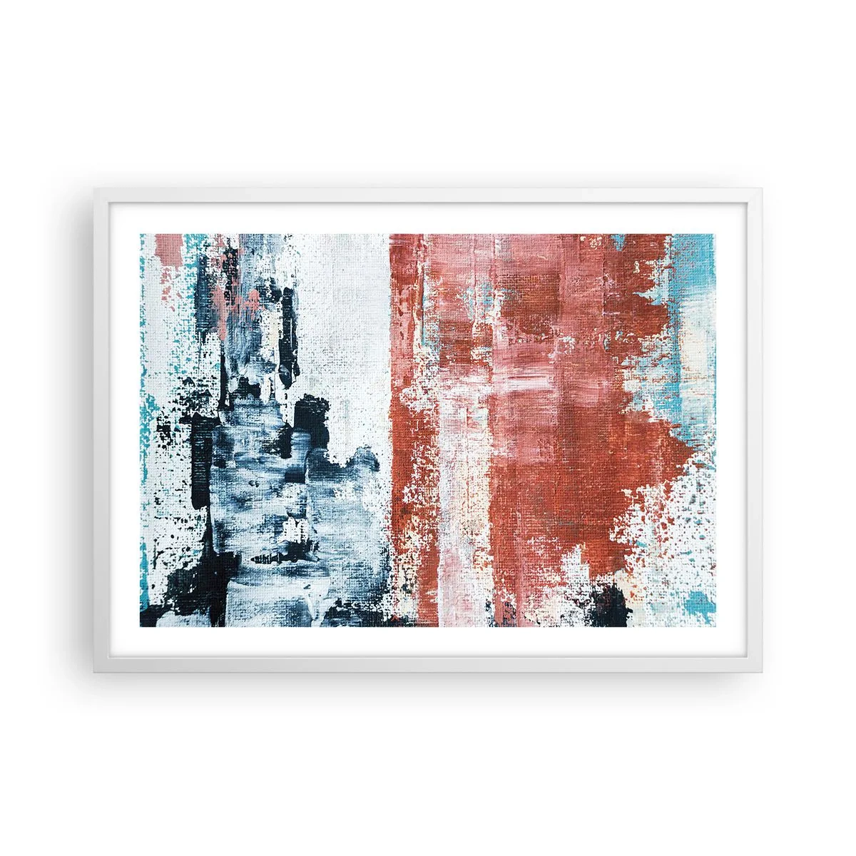 Pôster em moldura branca - Meio a meio abstrato - 70x50 cm