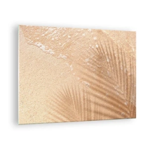 Quadro em vidro - Praia e sombra na areia - 70x50cm - A sombra de um verão quente - Decoração de parede moderna para a sala de estar e quarto ARTTOR