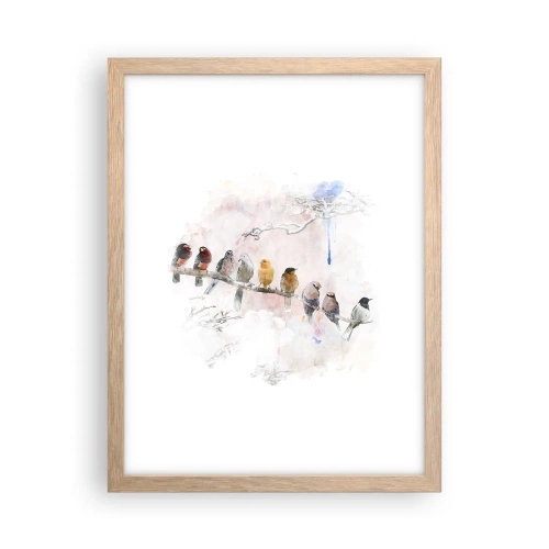 Pôster com moldura de carvalho claro - Reunião alada - 30x40 cm