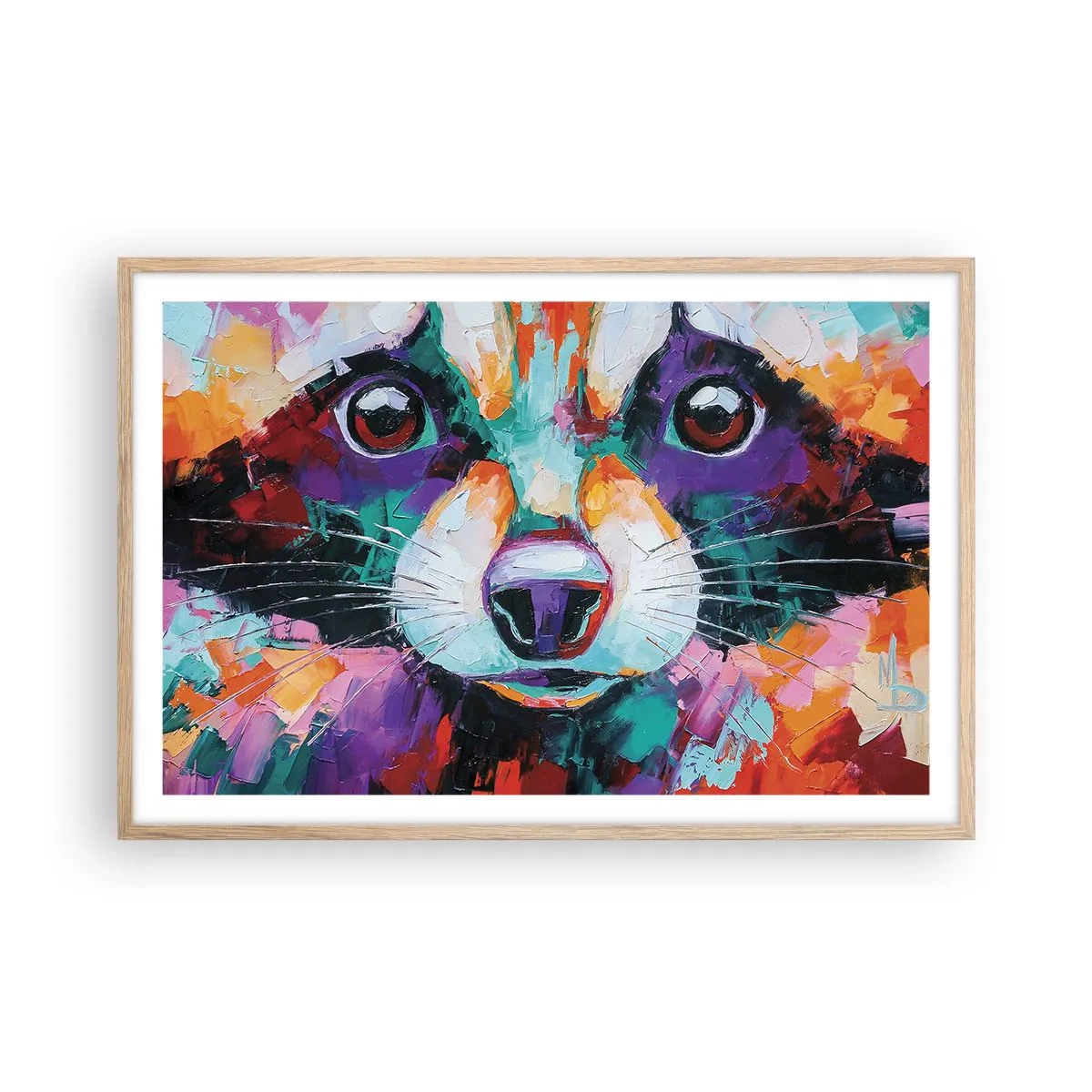 Pôster com moldura de carvalho claro - Apenas boas emoções - 91x61 cm