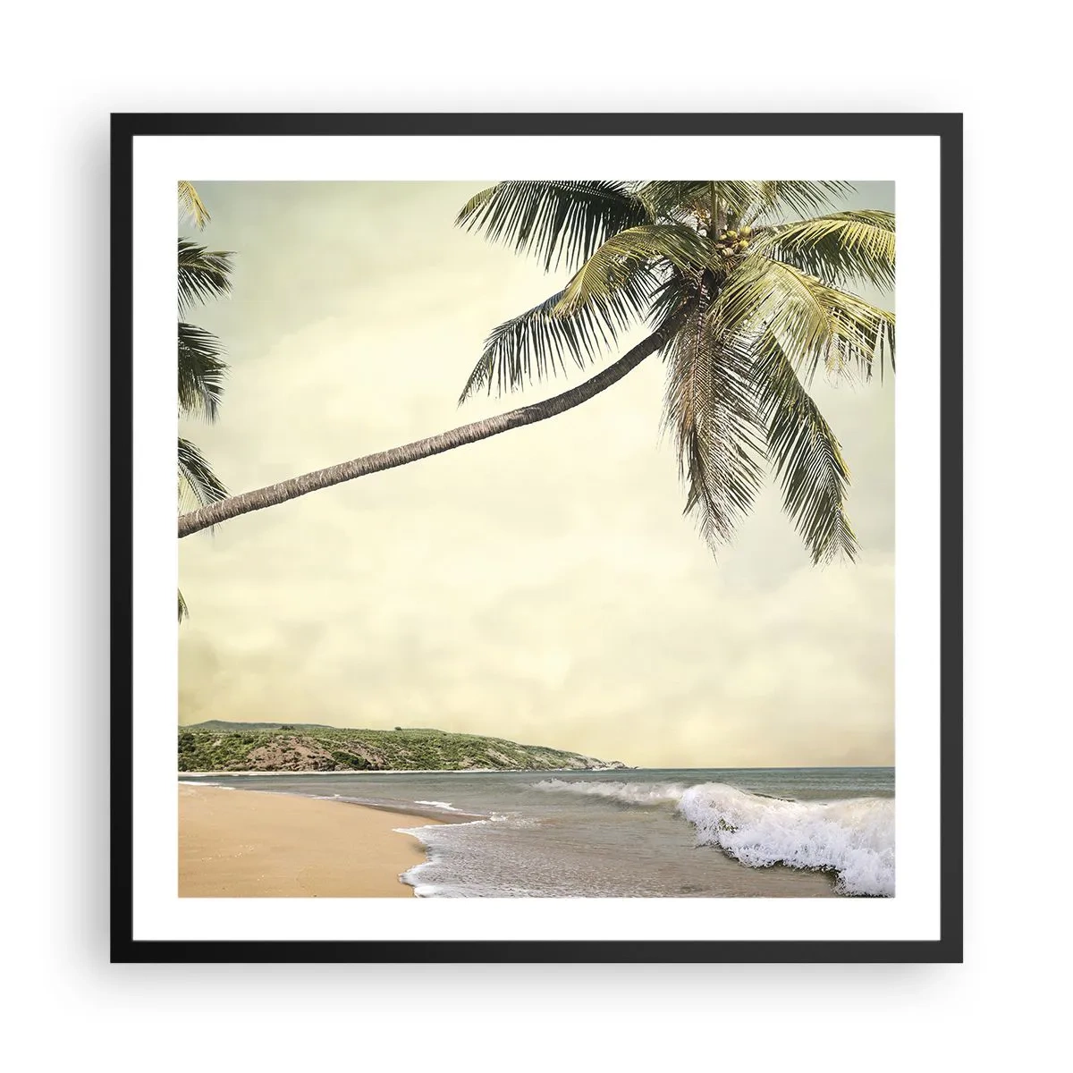 Pôster com moldura preta - Sonho tropical - 60x60 cm