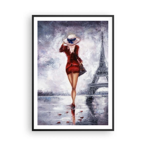 Pôster com moldura preta - Símbolos parisienses - 70x100 cm