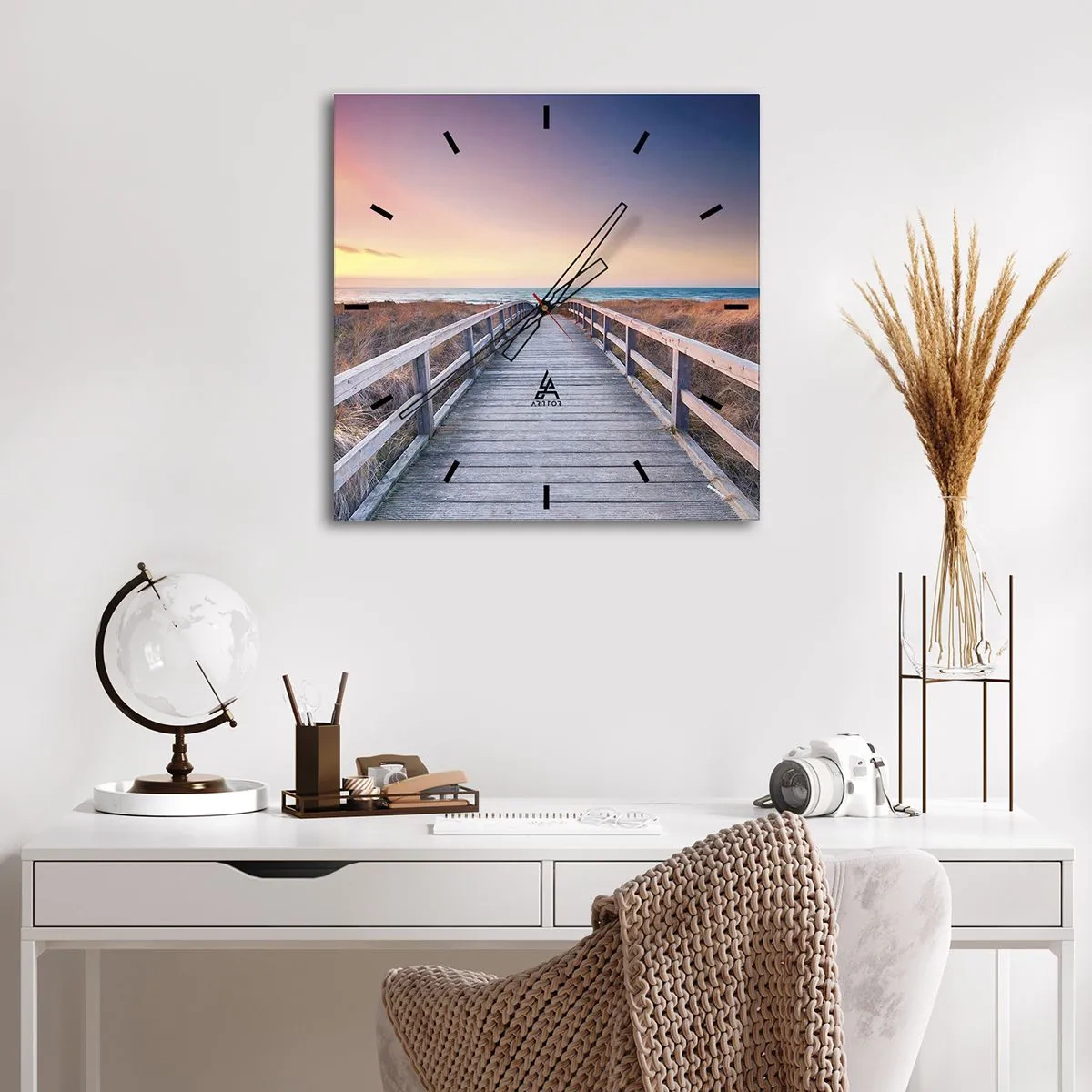 Relógio de parede - Relógio em vidro - Aurora da noite do Báltico - 30x30 cm