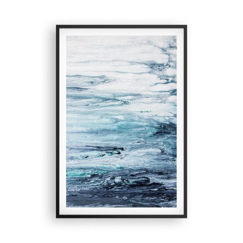 Pôster com moldura preta - Estalactites em azul - 61x91 cm
